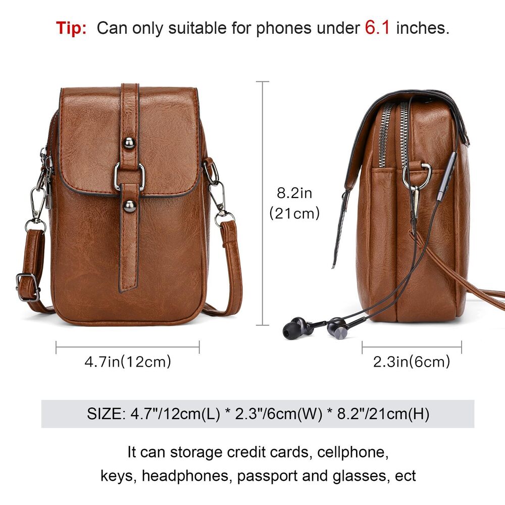 2196 Small Crossbody Bags Leather Phone Purses Shoulder Purse and Handbag - Picture 4 of 6